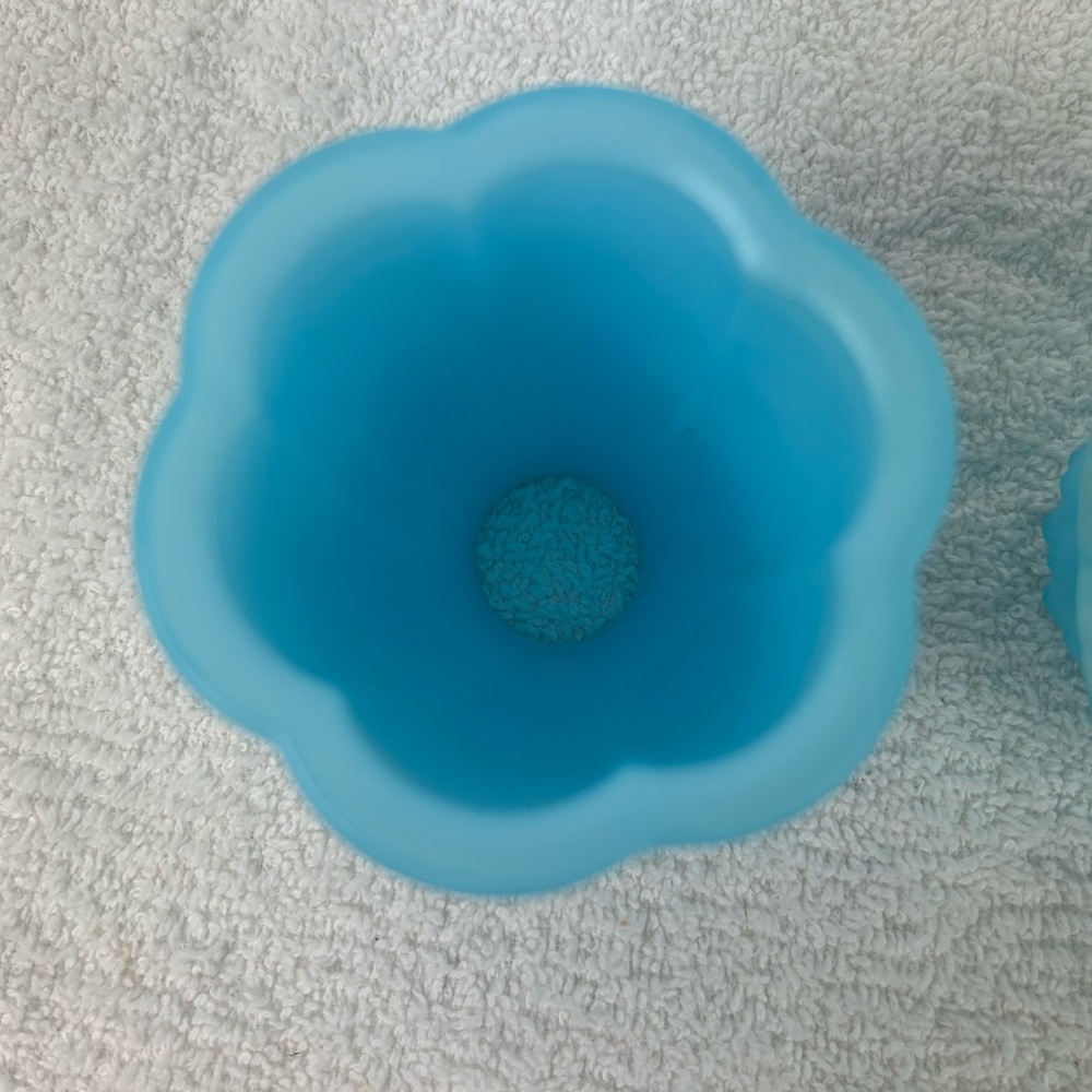 VTG 70s Fenton Satin Sky Blue Milk Glass Hobnail Fairy Lamp Light Votive - Picture 6 of 16